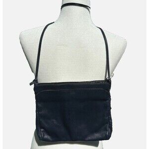 Vintage B Young Blue Leather Crossbody Handbag Pockets Lined Pocketbook Clutch